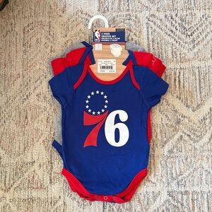 NBA Blue & Red 76ers Baby Creeper Set